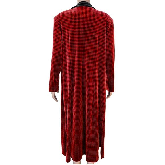 Velvet Houndstooth Coat Formal Evening Blazer Long Coat Overcoat Size Large - Picture 2 of 4